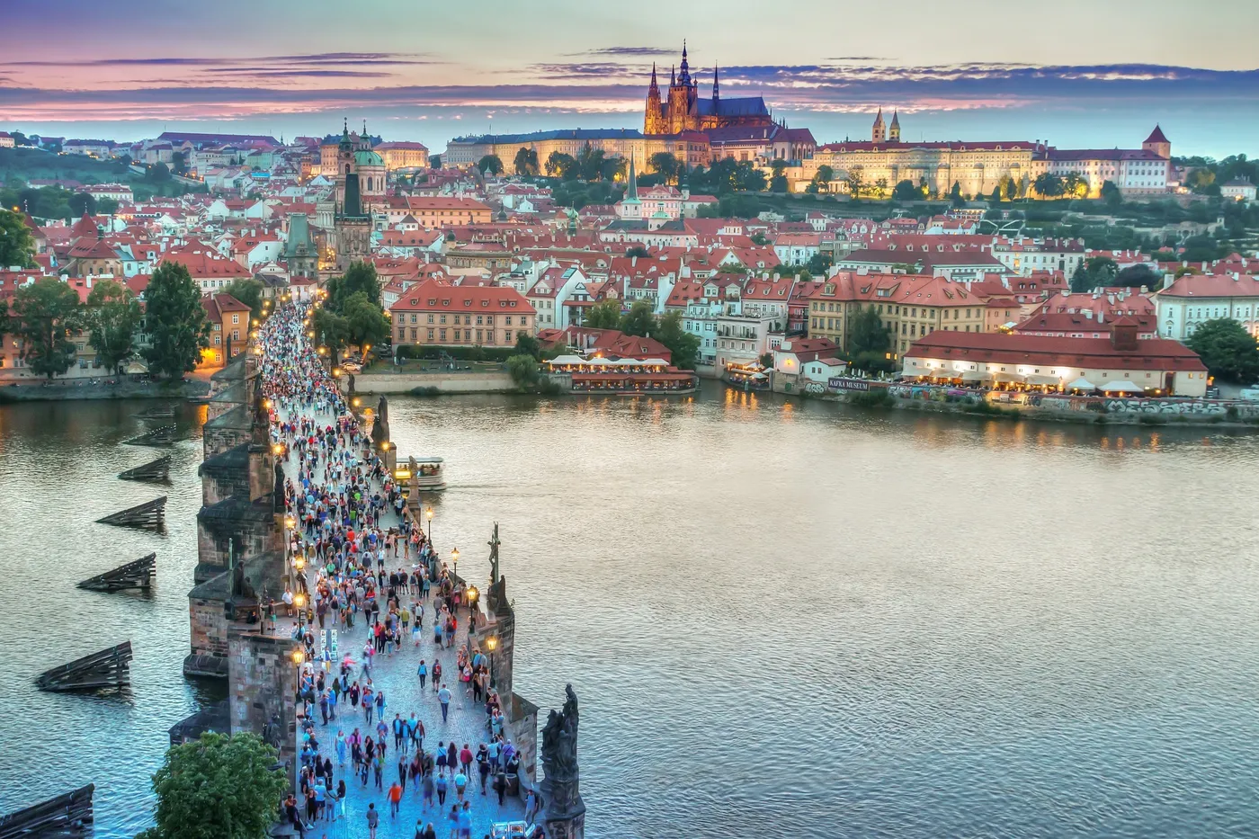 Charles Bridge and Prague Castle above the Vltava, Czech Republic